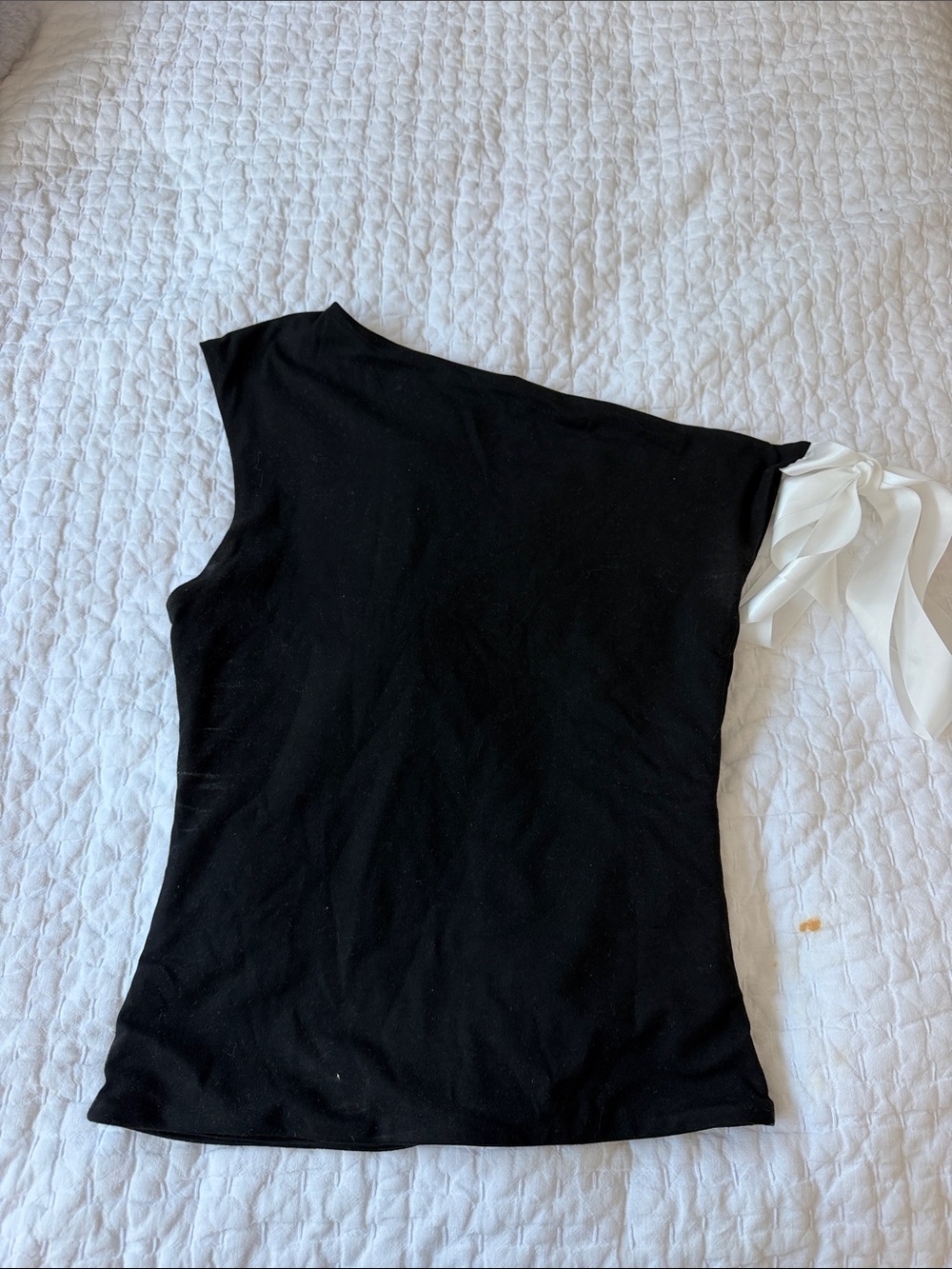 More to Come Black One-Shoulder Tie-Sleeve Women’s Top